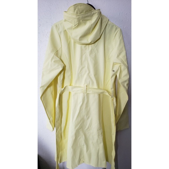 RAINS Curve W Hooded Jacket Straw Yellow Waterproof Large L Rain - Picture 2 of 10